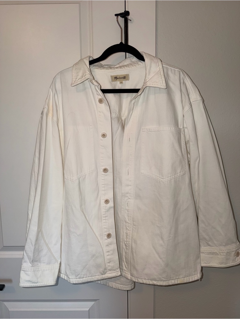 Madewell White Cotton Utility Shirt Jacket